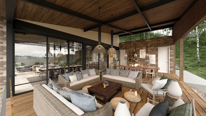 Zona exterior realizado con materiales de primera calidad en madera natural