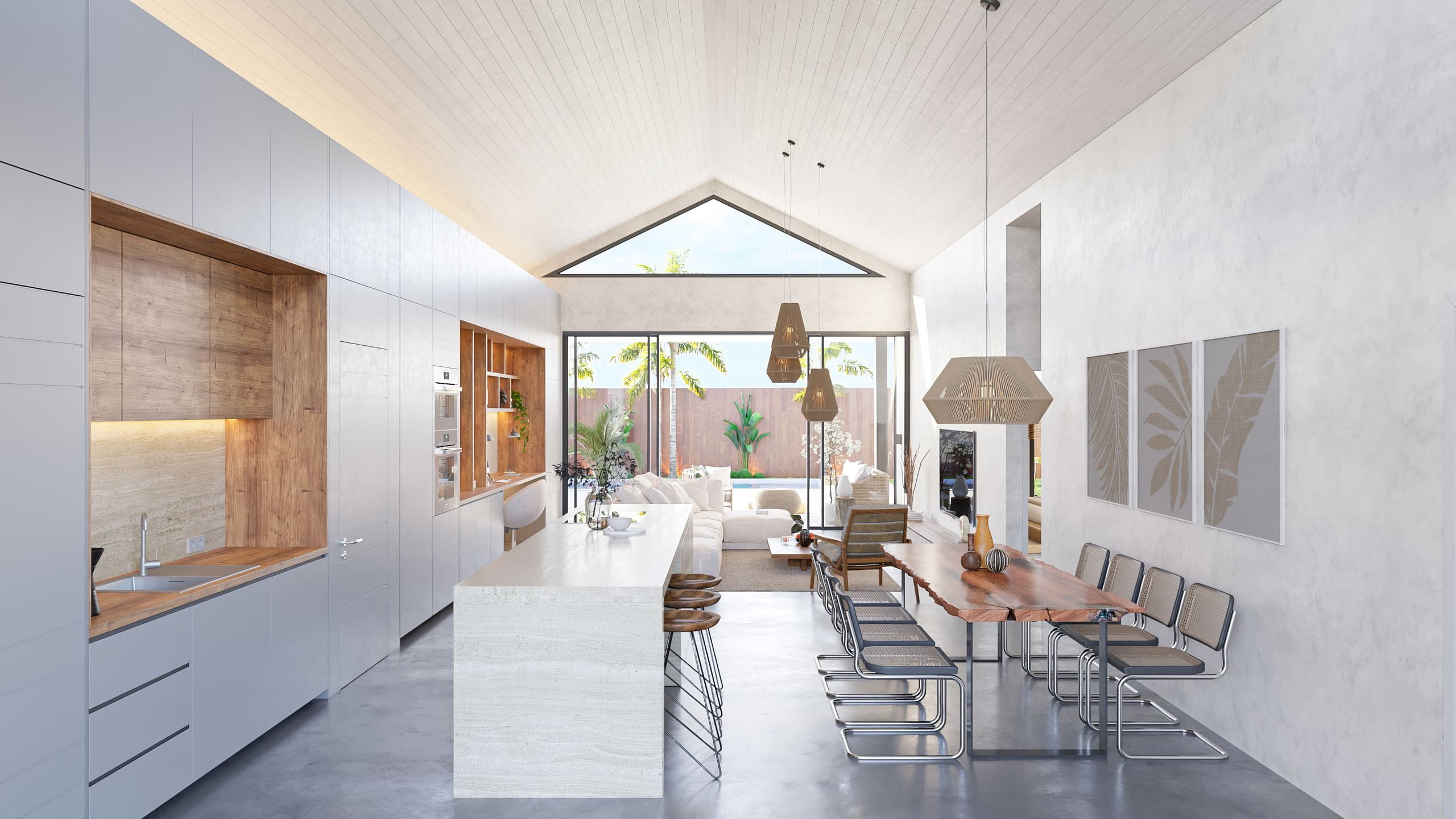 Central living area with large windows that promote ventilation and the entry of natural light.