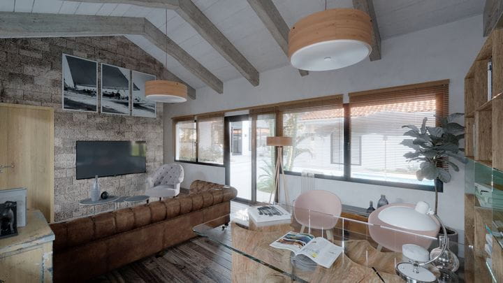 Living room and kitchen area