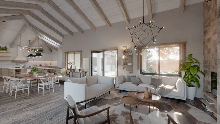 Área de living room y cocina