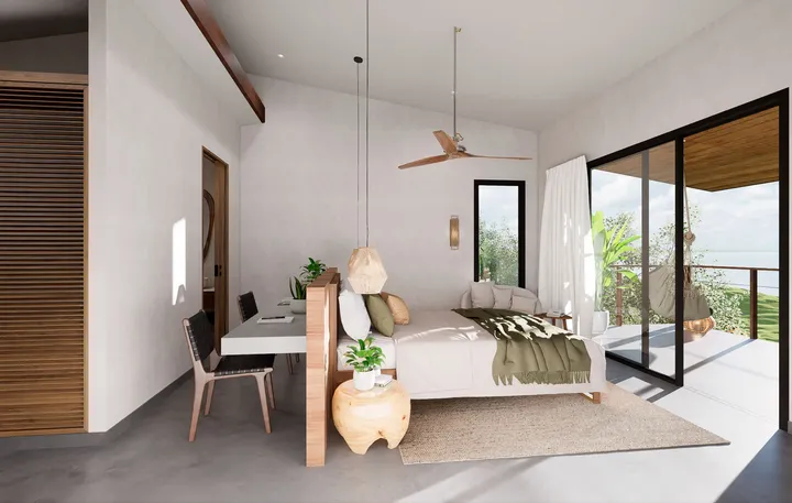 Habitación principal con espacio de trabajo