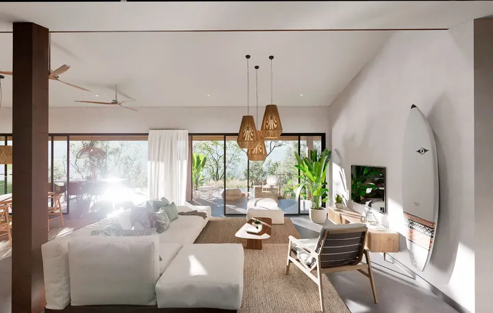 Integración total del living con el paisaje exterior
