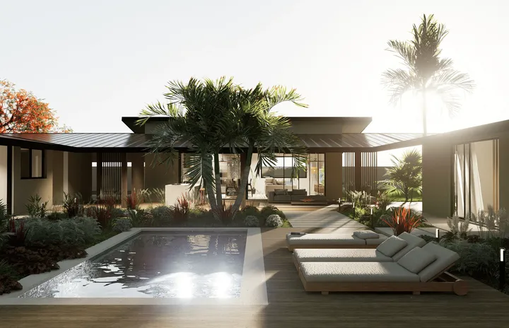 Cubiertas aisladas de Standing Seam y aleros especialmente diseñados según los fundamentos de la arquitectura tropical