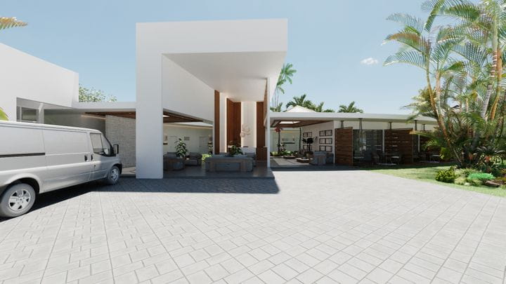 Espacio de recepción integrado con el exterior