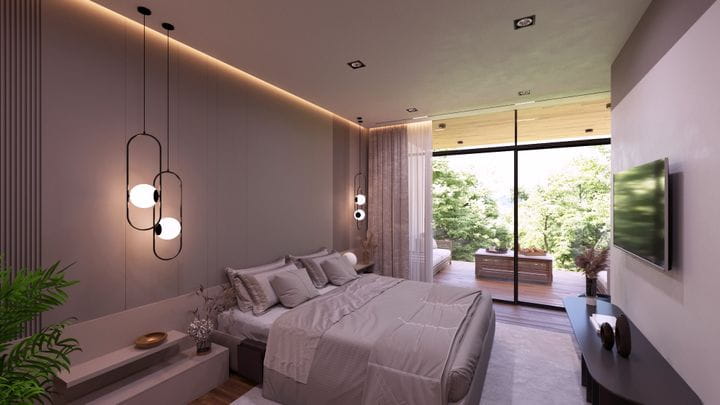  We design the rooms with natural materials so that they visually connect with the environment