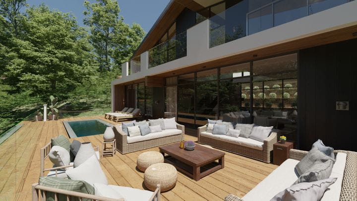 Áreas exteriores en deck de madera natural o tecnológica